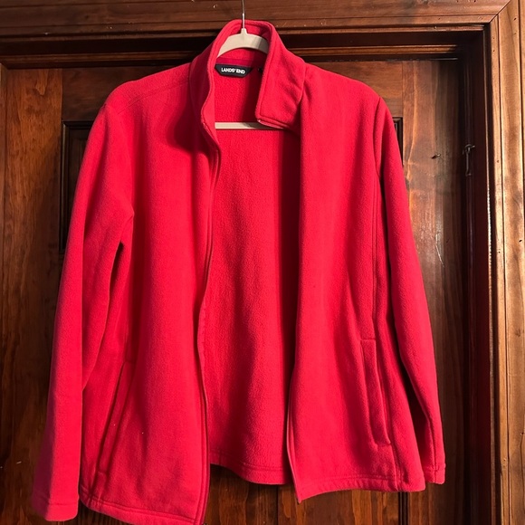 Lands' End Women's Red Fleece Jacket - Picture 1 of 4